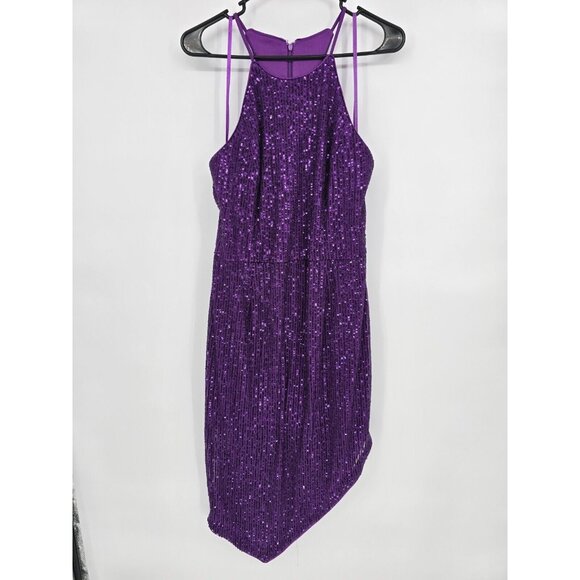 TOCCIN X RTR Size 10 Dress Purple Sequin Cocktail Sleeveless - Picture 2 of 5